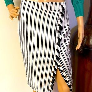 Endless Rose Striped Pencil Skirt with Button Detail